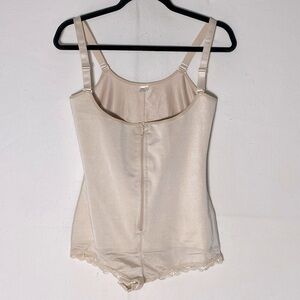 Nude Beige Spaghetti Strap Zip Front Crotchless Shapewear XL